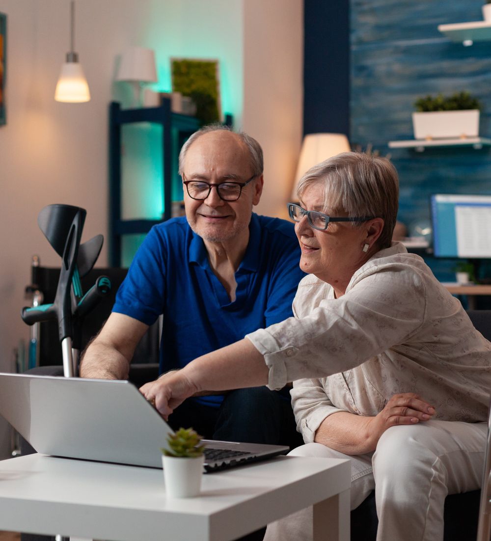 Residents using the MuniCitizen portal at home on a laptop