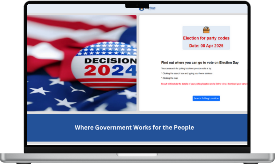 User working on MuniElection portal to manage polling data from a centralized laptop dashboard.